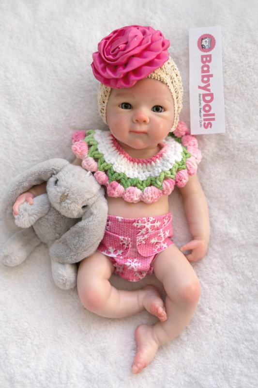 33cm Full Body Silicone Reborn Doll – Realistic Baby Doll – Girl (Tilly)